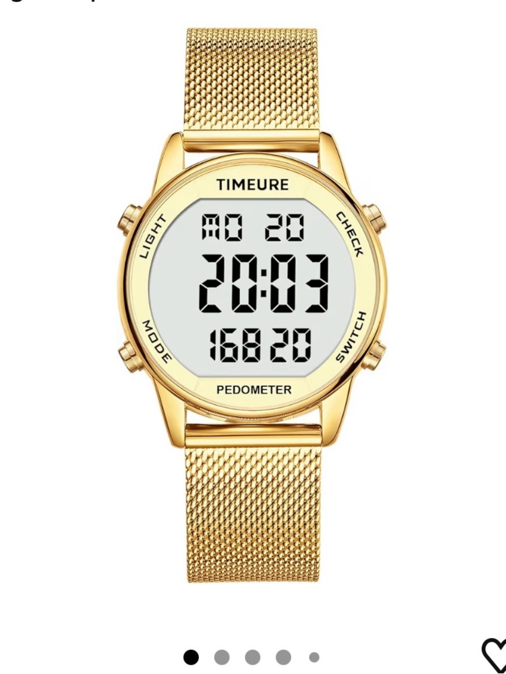 Gold Digital Pedometer Watch